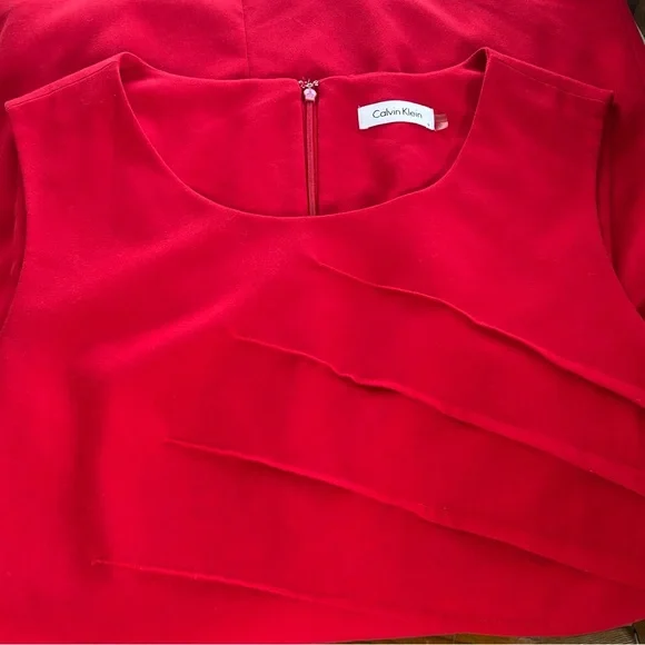 Calvin Klein Red Sheath Mini Dress Scoop Neck Sleeveless - Picture 6 of 10